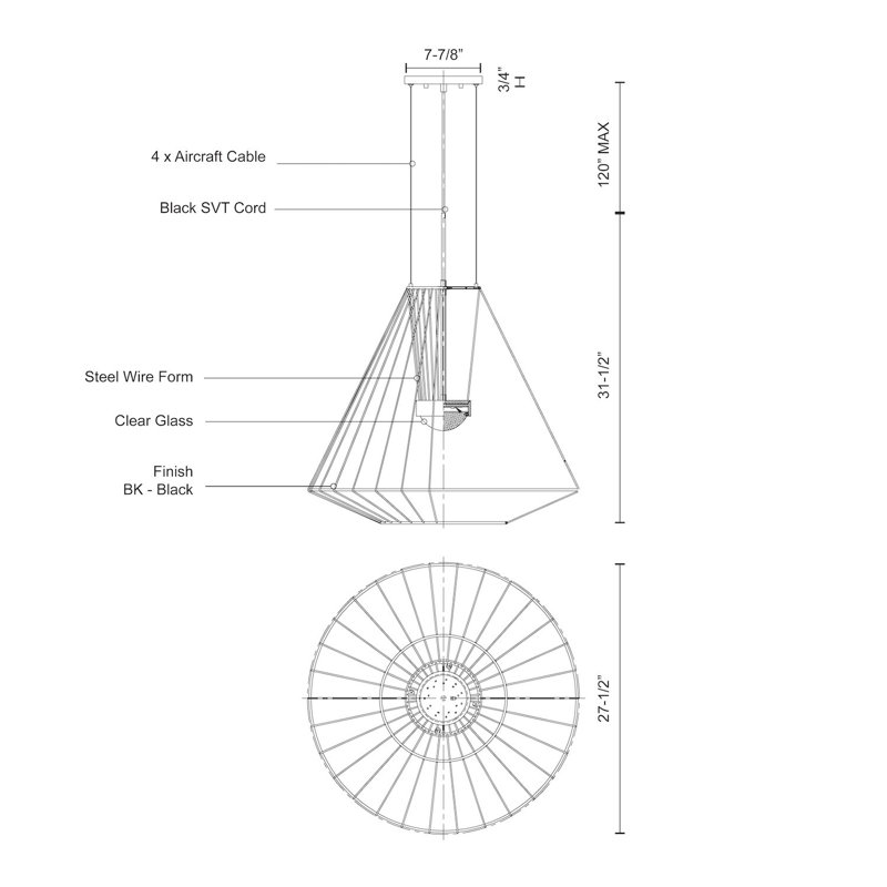 Arctic 1 - Light LED Chandelier, 31.5" H x 27.5" W x 27.5" D