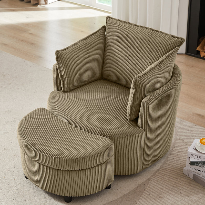 360° Swivel Chair With Ottoman, Brown