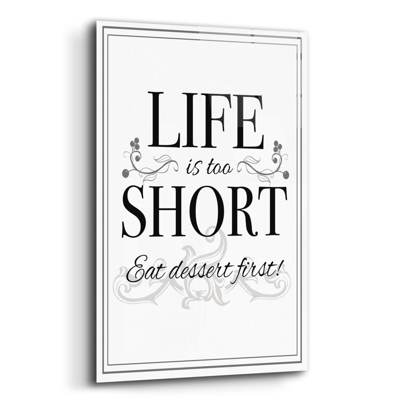  «Life Is Short» par Fiona Stokes-Gilbert, art mural en verre acrylique, H 24 po x l 16 po