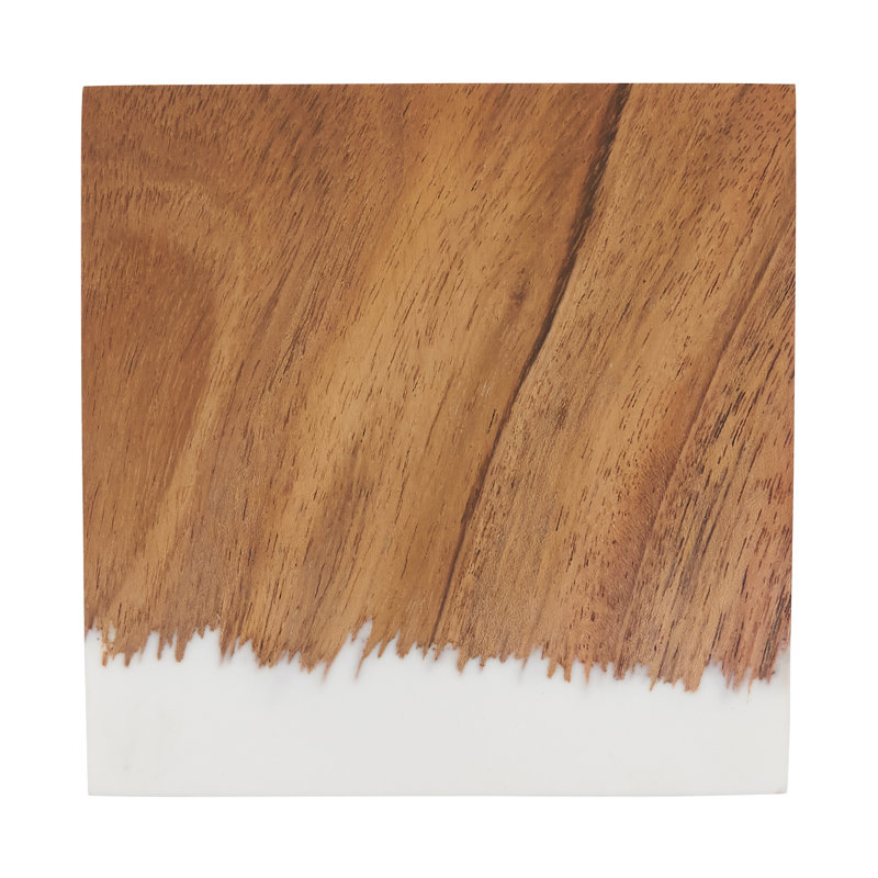 Branwen Glass Coasters with Wood and Resin Design (Set Of 4)