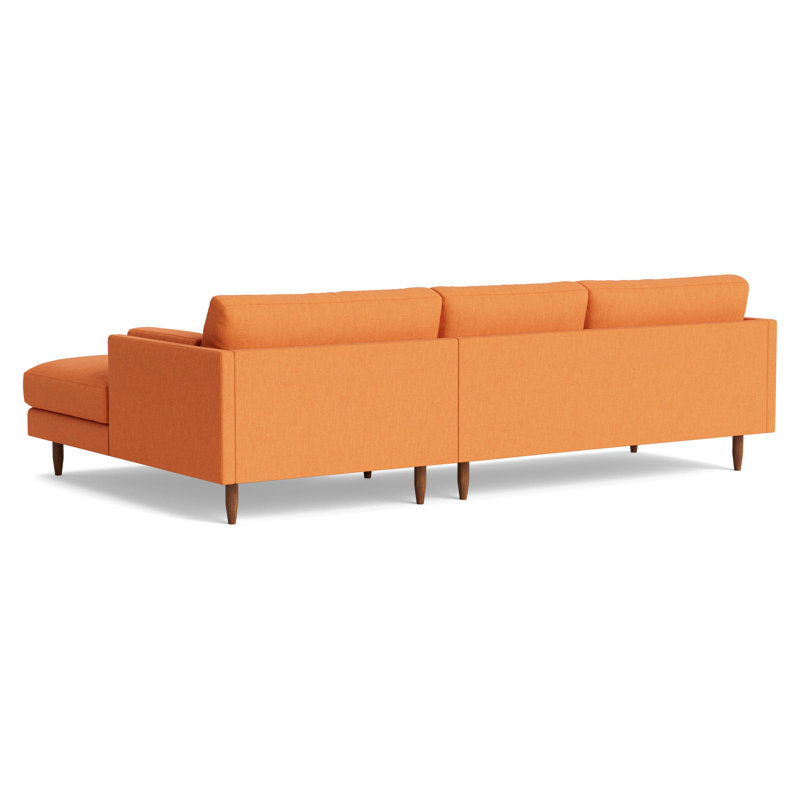 Skinny Fat Chaise Sectional, Performance Weave - Carrot, Right Hand Facing