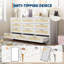 Commode 12 tiroirs en rotin - Commode blanche moderne pour chambre à coucher, placard, salon et couloir-1623141485