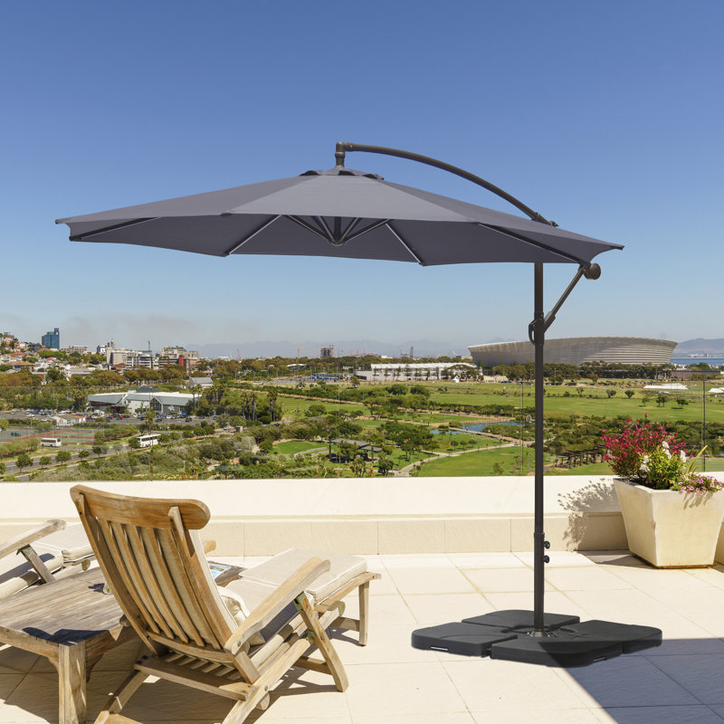 Parasol déporté Hartt de 3 m, Gris
