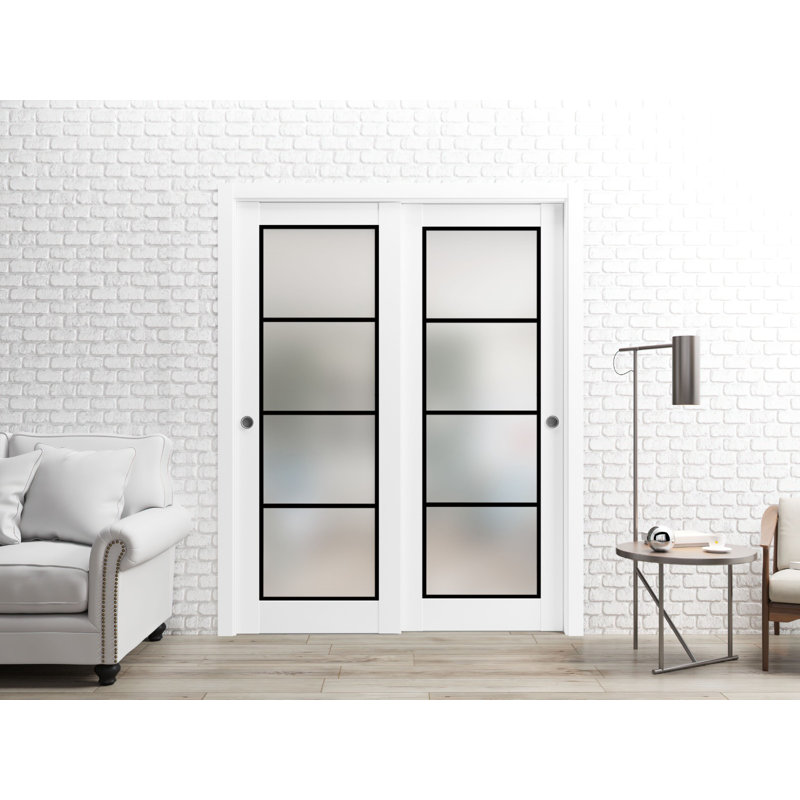 Portes de placard coulissantes à panneaux en bois, 56 po x 84 po