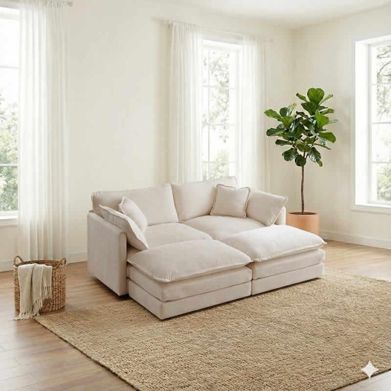 Canapé modulaire avec 2 repose-pieds Comfy, Tanné