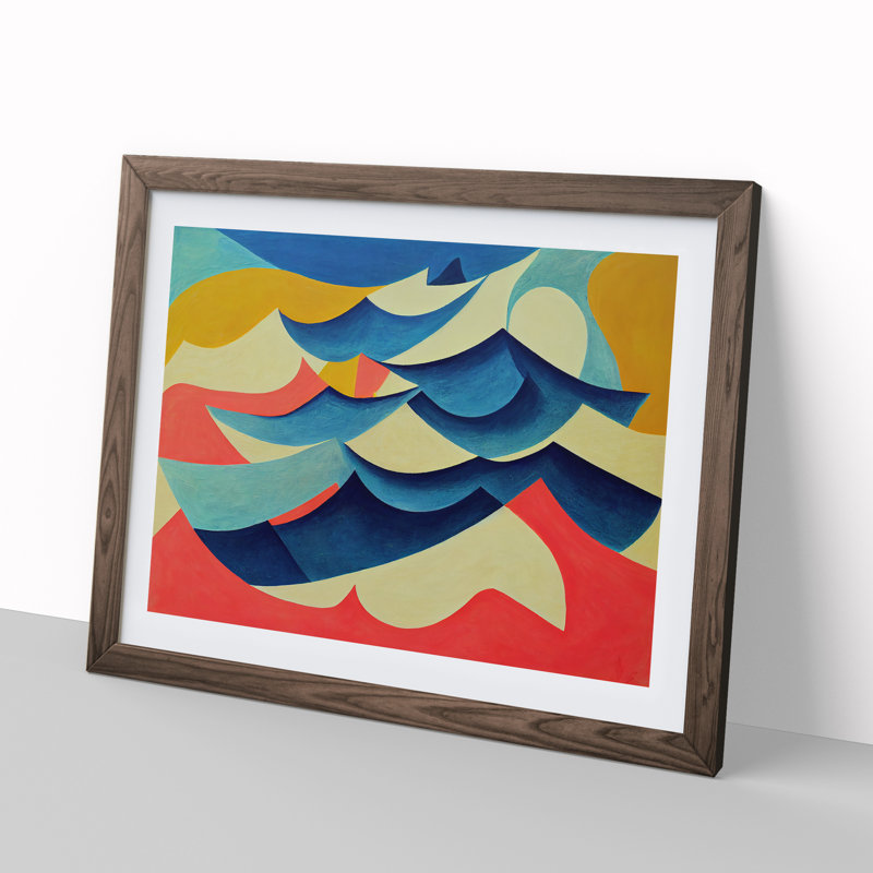 Abstract Ocean Wave Vol.4 - Framed Print, 34cm H x 46cm W x 2cm D, Walnut
