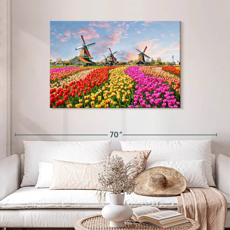 Tulipes et moulins à vent Alvord, H 30 po x l 45 po