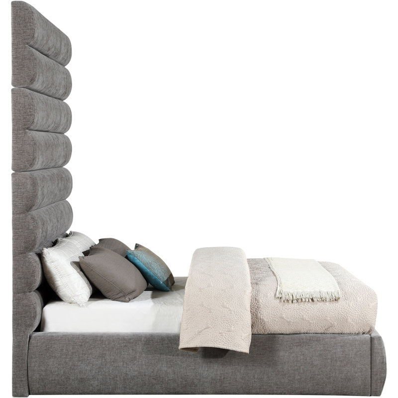 Adam Fabric Bed, Full, Grey, Chenille Fabric