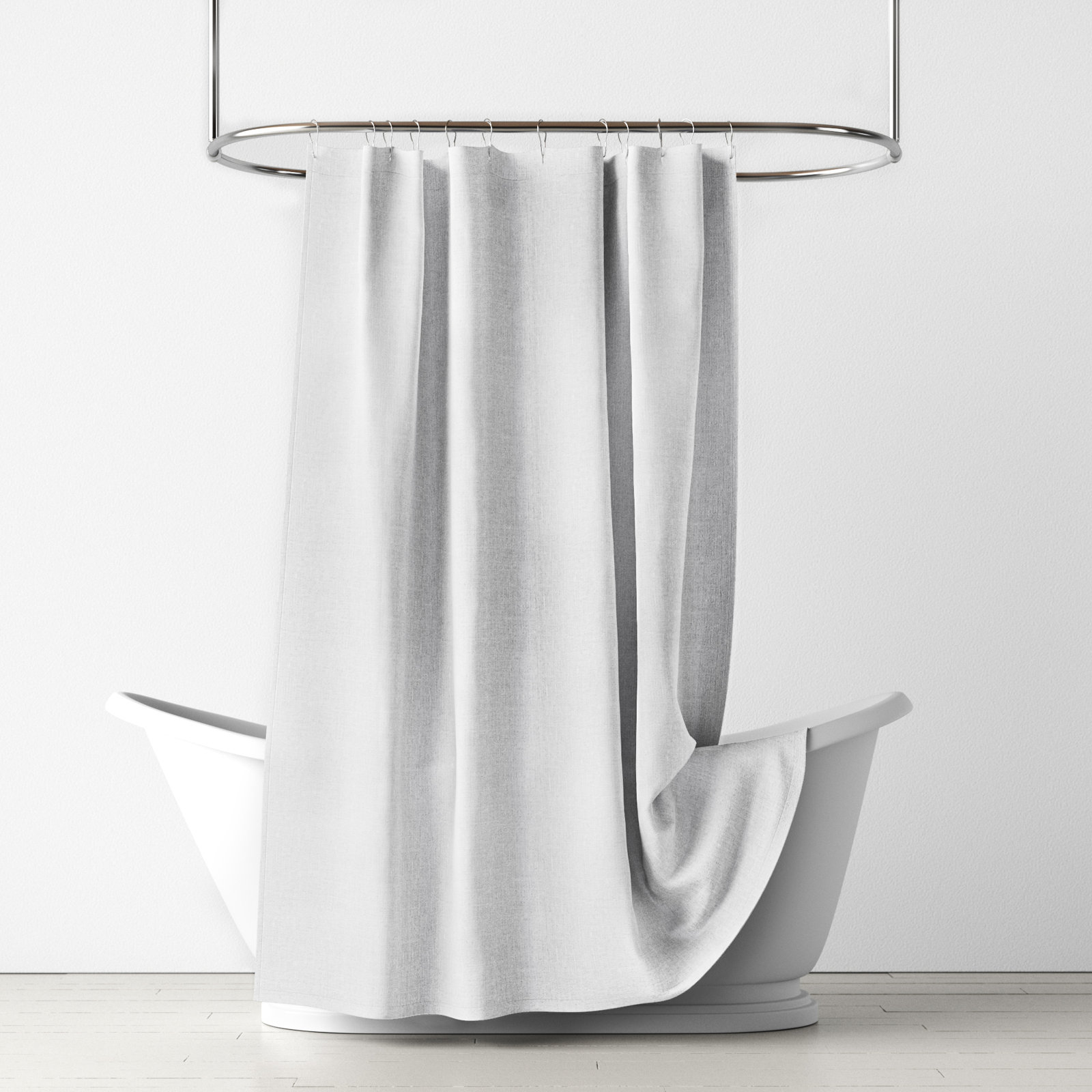 Kendo Linen Shower Curtain, Eggshell White