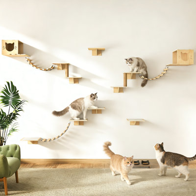 Étagères murales pour chat, meubles muraux pour chat avec poteau à griffes, pont pour chat, condos pour chat et perchoirs pour chat