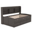 Lit simple en bois gris antique avec tête de lit bibliothèque, rangement et lit gigogne, 3 tiroirs-1955730890