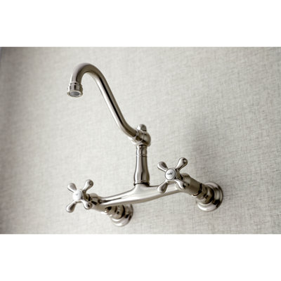 Kingston Brass Vintage Two-Handle 2-Hole Wall Mount Bathroom Faucet