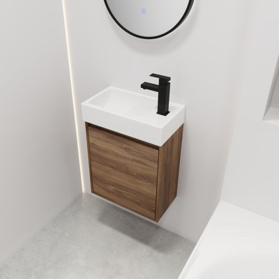 Petit meuble-lavabo flottant avec lavabo simple