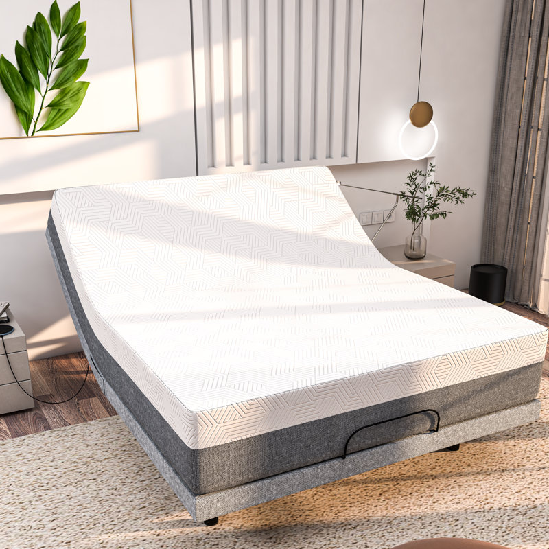 Mogadore Full / Double Massaging Zero Gravity Adjustable Bed with Wireless Remote 12" Memory Mattress Included
