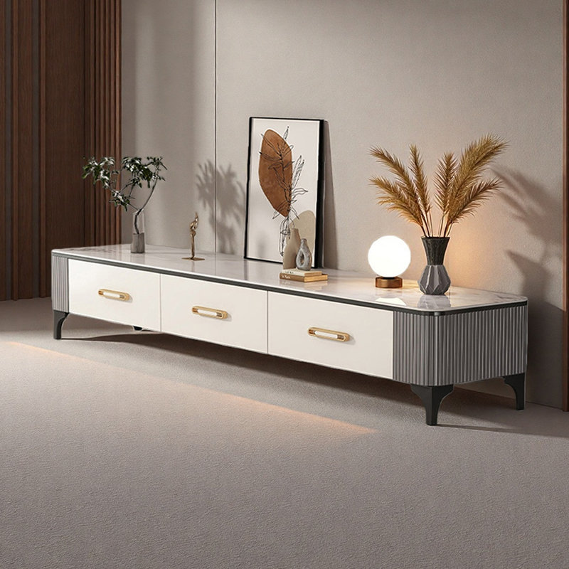 Meuble télé de luxe Italian Light, Or / blanc / gris / noir, H 15,74 po x L 78,74 po x l 13,77 po