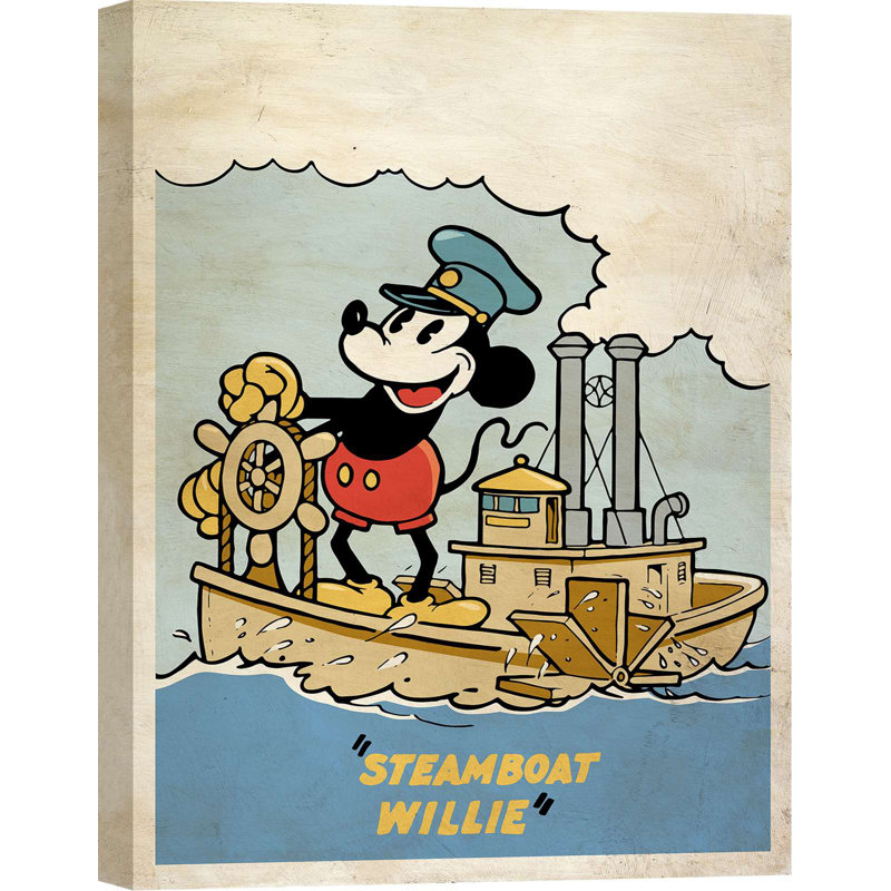 Wrapped Canvas Print: Eric Chestier, Steamboat Willie, Beige, 100cm H x 70cm W