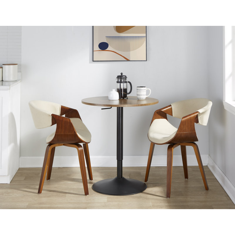 Round Metal Base Dining Table, Walnut