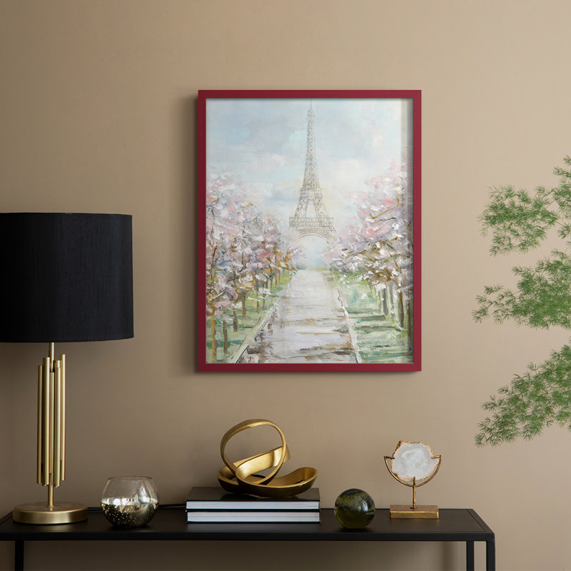 «Paris Trees», reproduction encadrée - bois massif, H 15 po x l 12 po, Rouge