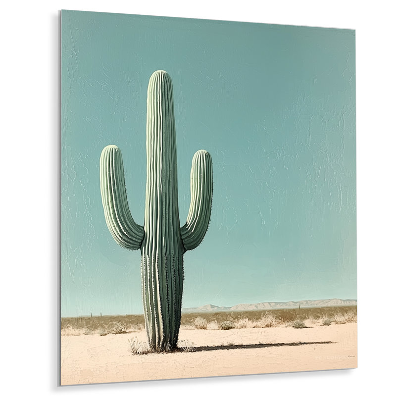 Cactus minimaliste et ciel du désert I - Cactus, H 32 po x l 16 po