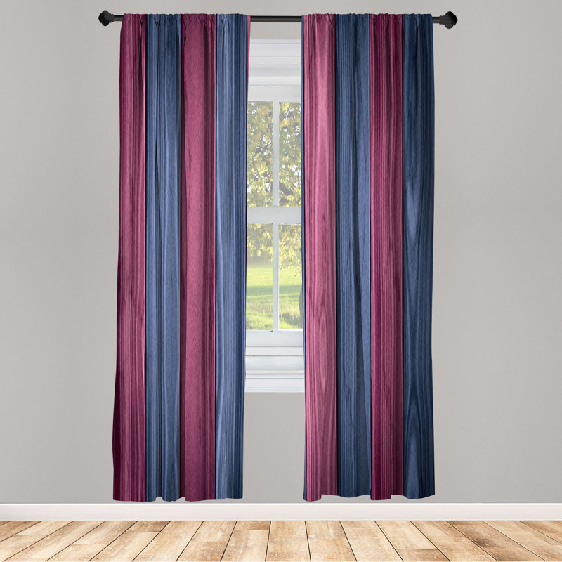 East Urban Home Rustic Curtains, Cottage Cabin Life Print Art, Pair of 28", Purple, 28" W x 63" L