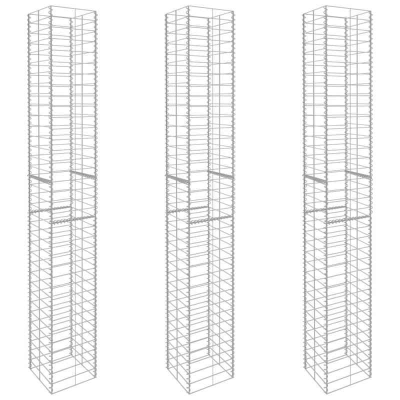 WALPLUS 3 Piece Gabion Basket Set Galvanized Steel Silver 9.8 x 77.6 Inch Retaining Wall Landscape Cage