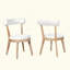 Ensemble de 2 chaises de salle à manger rembourrées modernes, bois d'hévéa, naturel et beige
