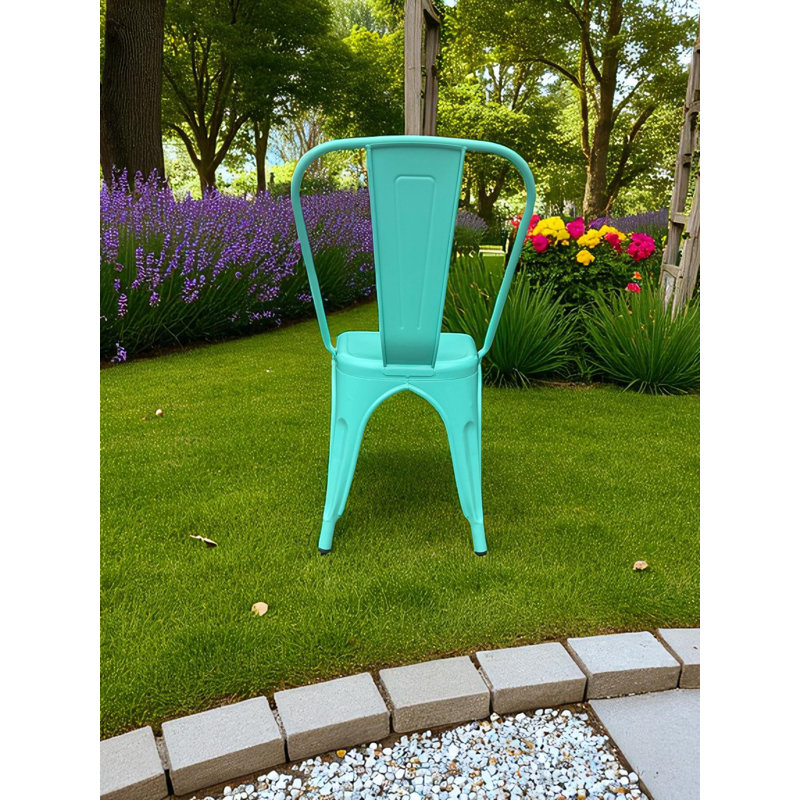 Modern Woolley Metal Stacking Dining Chair – Comfortable Durable Seating for Patio, Kitchen, or Outdoor Spaces, Green