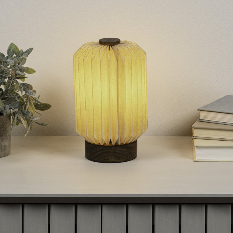 Lankford 8.5" Modern Minimalist Paper Pleated Column Accent LED Table Lamp, Natural