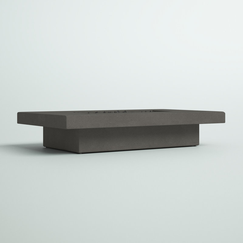 Cowden 72" W Rectangle Concrete Propane Fire Pit Table, Carbon