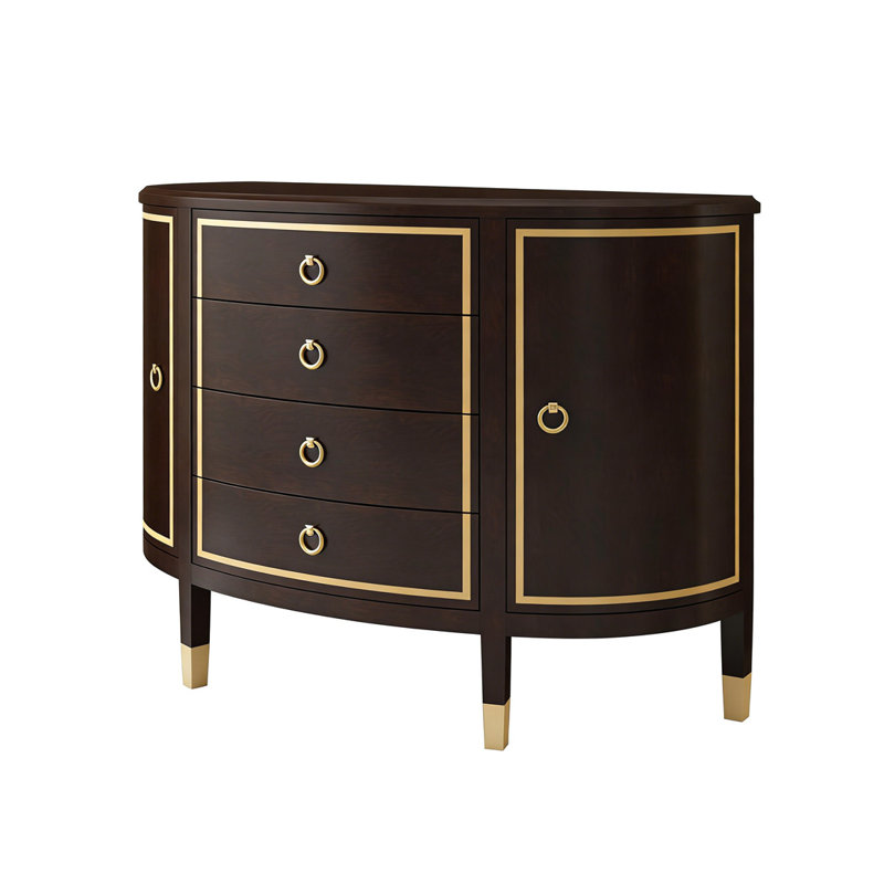 Dark Walnut Solid Wood Half-circle Console Table, 35.43" H x 47.24" W x 15.75" D, Dark Walnut