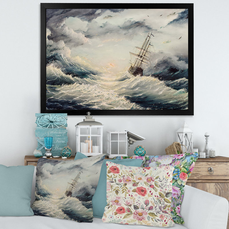 Struggle with the Elements - Peinture sur toile, Toile avec cadre noir, H 24 po x l 32 po x P 1,5 po