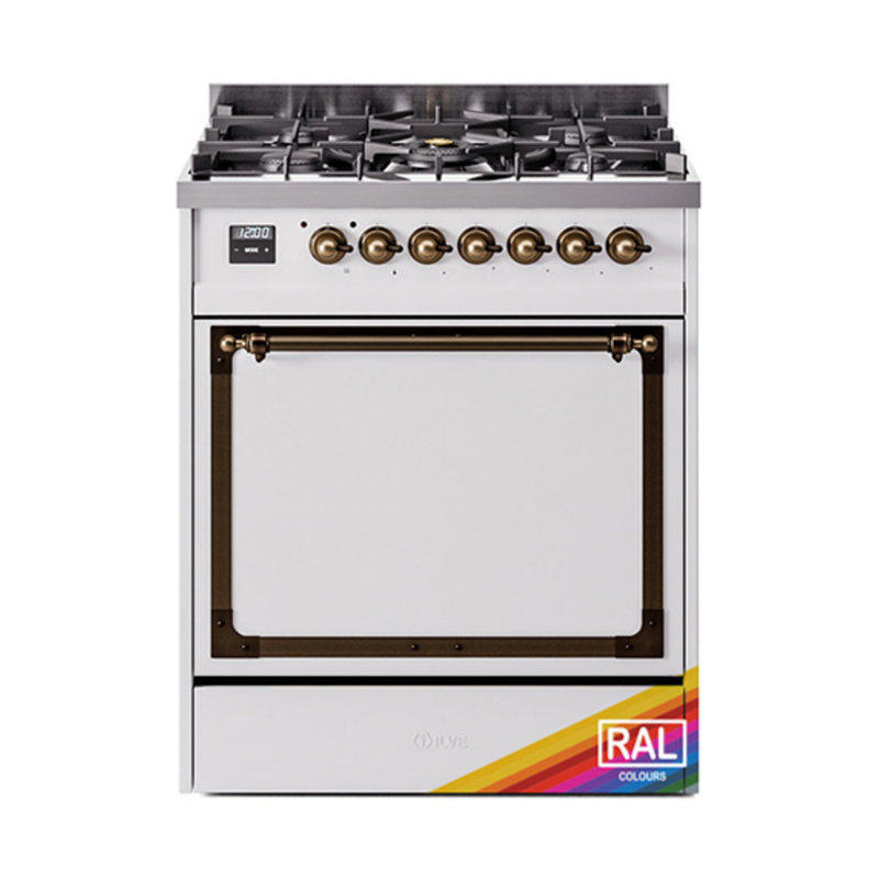 ILVE Nostalgie II Noblesse 30-inch Dual Fuel Range, Burnished, Natural Gas