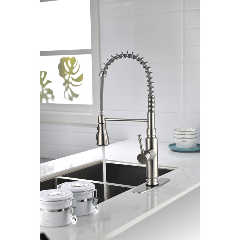 Robinet de cuisine tactile avec douchette extractible, Nickel brossé