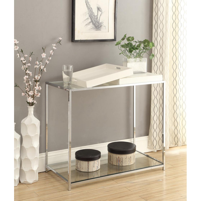Planas 34.75" Console Table with Shelf and Removable Trays, White