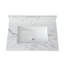 Dessus de meuble-lavabo 31 po x 22 po, dessus de meuble-lavabo en pierre frittée Carra White avec lavabo rectangulaire encastré en céramique avec dosseret, comptoir à un trou
