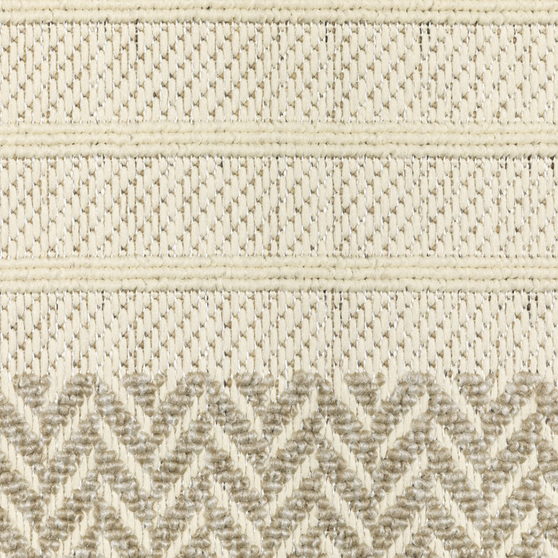 Tapis intérieur / extérieur beige / ivoire à rayures linéaires moderne Tavraj, Beige / ivoire, Rectangle 7 pi 10 po x 10 pi