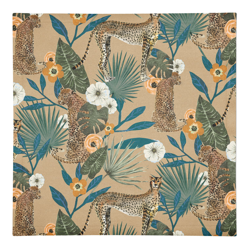 Serviette en coton 10 po Tropical Cheetah, Beige