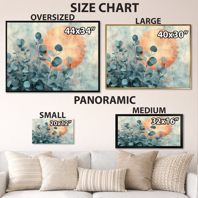 Toile botanique sauge, art mural eucalyptus, Deibel, H 16 po x l 32 po, Cadre flottant blanc