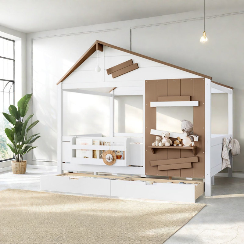 Lits avec rangement, entièrement en MDF bois, cabane de jardin de style ferme, maison pour enfants