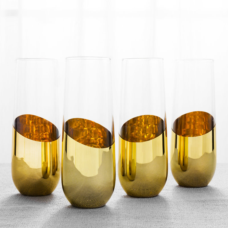 4 Piece 296ml Glass Flute Set