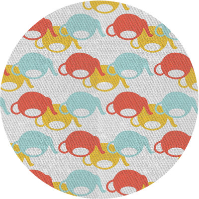 Tapis à motif rouge/jaune/bleu ciel