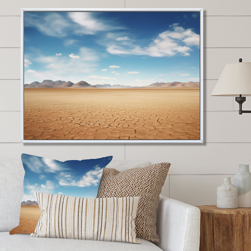 «Scenic Landscape Desert Infinite Horizon VI», reproduction d'art sur toile, H 16 po x l 32 po x P 1 po, Cadre flottant blanc