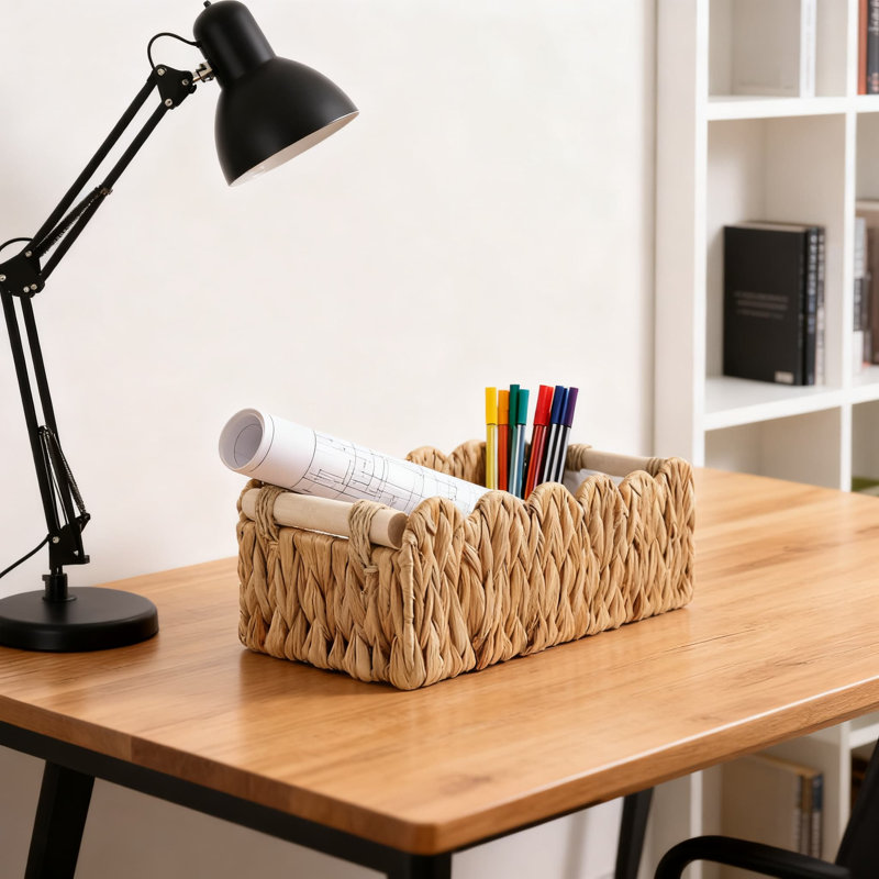 Woven Toilet Paper Storage Basket With Handles, Multi-Purpose Bathroom Counter Organizer For Bedroom, Nursery, And Kitchen Decor