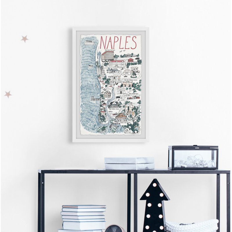 " Illustrated Map Of Naples ", 45" H x 30" W x 1.5" D