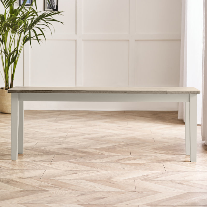Alcazar Solid Wood Dining Bench - Traditional Rustic Farmhouse Kitchen Style, 17.7" H x 47.2" W x 11.8" D, White/Gray