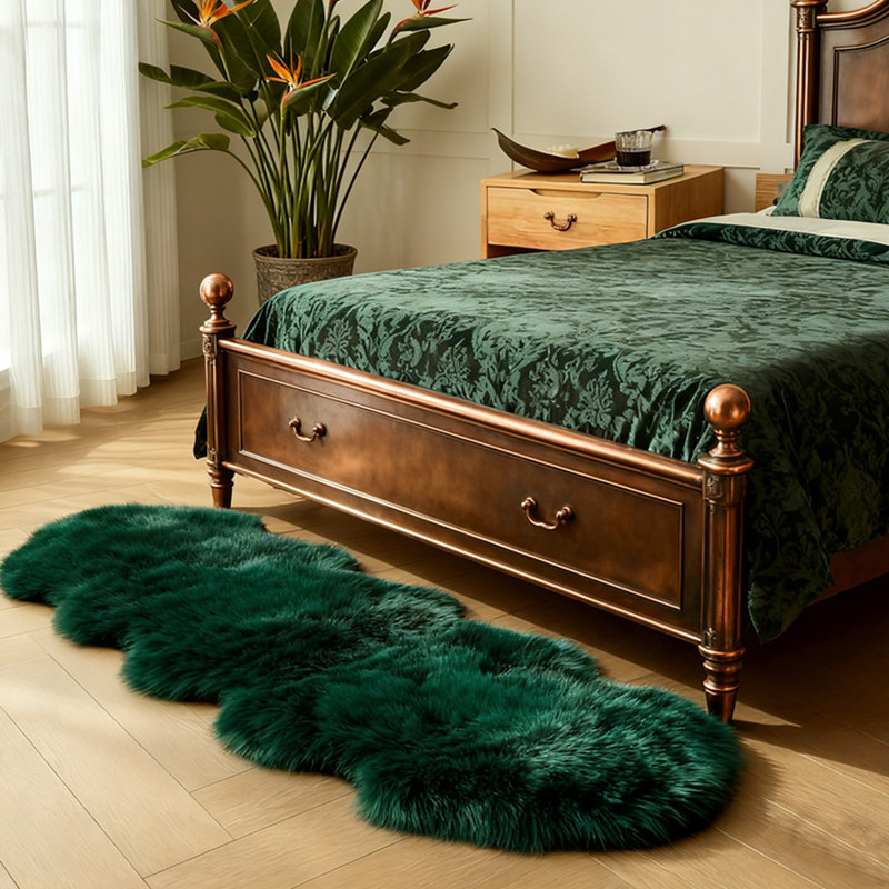 Cozy Thick Gray Faux Sheepskin Area Rug, Novelty 2' x 6'