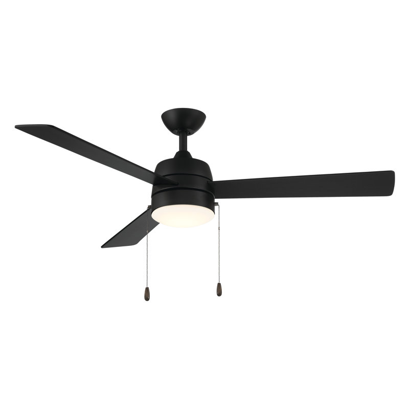 Ventilateur de plafond à chaîne à tirer de 52 po avec DEL à intensité variable Nolan de Wind River, Noir mat