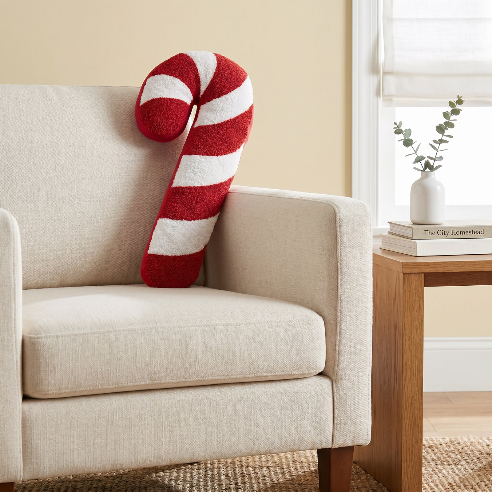 11" x 25" Candy Cane Shaped Pillow