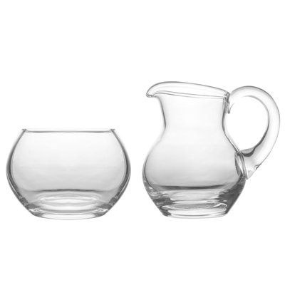 Verre - Ensemble de service à café - Sucrier et crémier - Ensemble pichet à crème et bol à sucre - 6 oz. Capacité - Transparent classique - Fabriqué en Europe - par Majestic Cadeaux Inc.