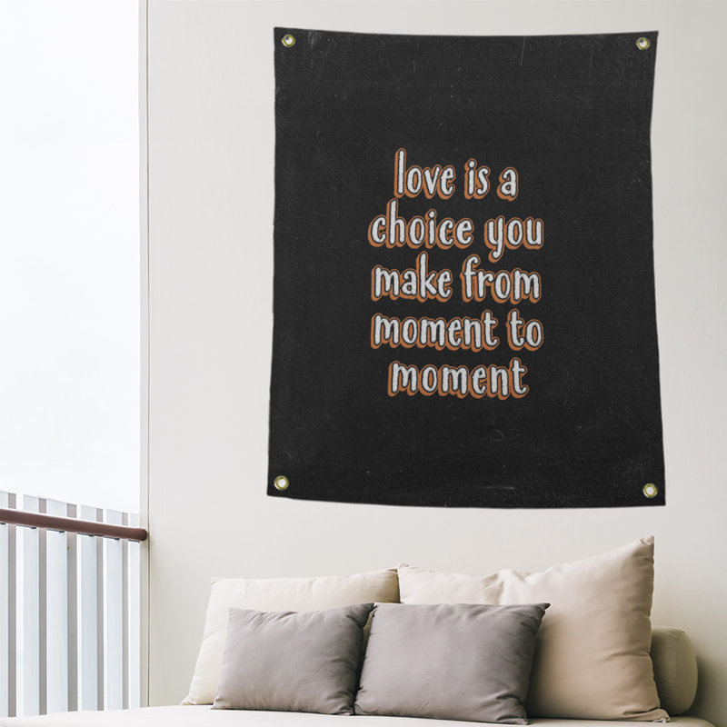Le polyester love is a choice quote tableau noir tapisserie, H 36 po x l 26 po, Orange